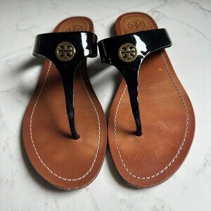 Tory Burch Women's Patent Leather Thong- Size 9 M